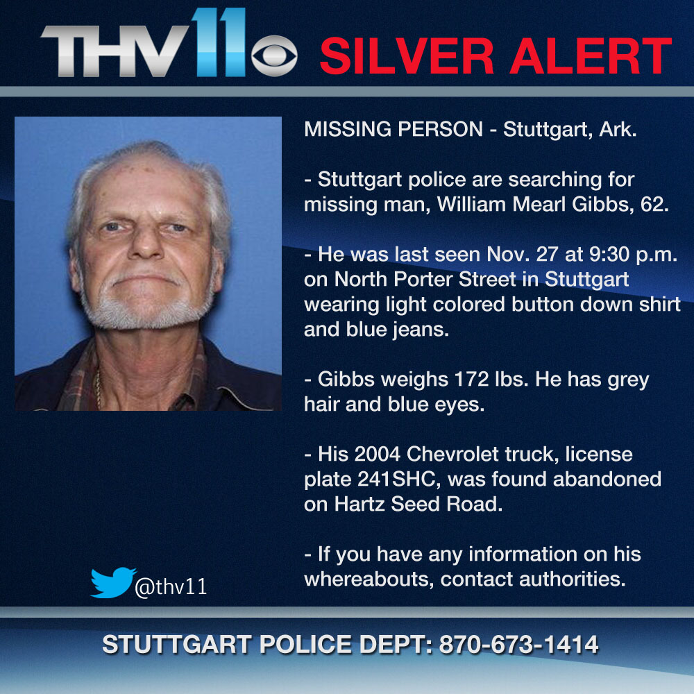 Silver Alert issued for Stuttgart man disappearance